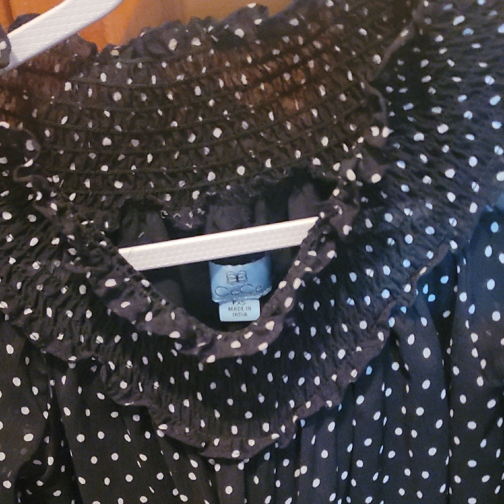 CeCe Black and White Polka Dot Blouse